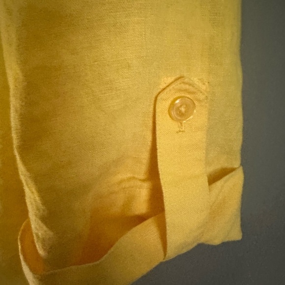 Kim Rogers Yellow 100% linen Blouse size XL 3/4 sleeves - Picture 7 of 8